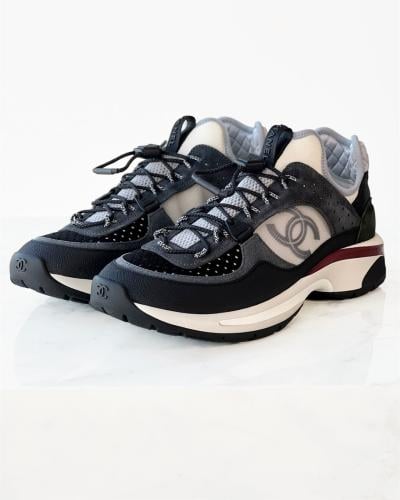 Chanel Multicolor Suede And Leather CC Lace Up Sne...