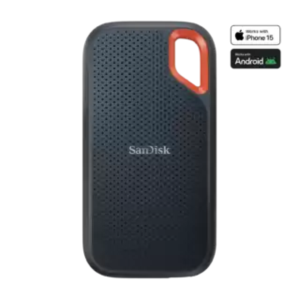 SanDisk Extreme 500GB Portable SSD - up to 1050MB/s,1000MB/s (SDSSDE61-500G-G25) سانديسك اكستريم هارد ديسك خارجي مع حماية ضد الصدمات سعة 500 جيجا
