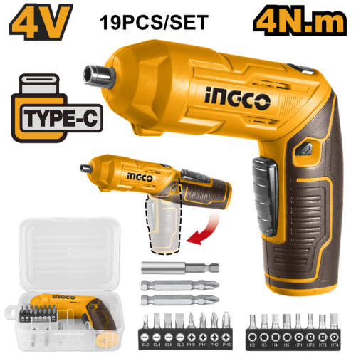 4V Lithium-Ion Cordless Screwdriver with Adjustabl...