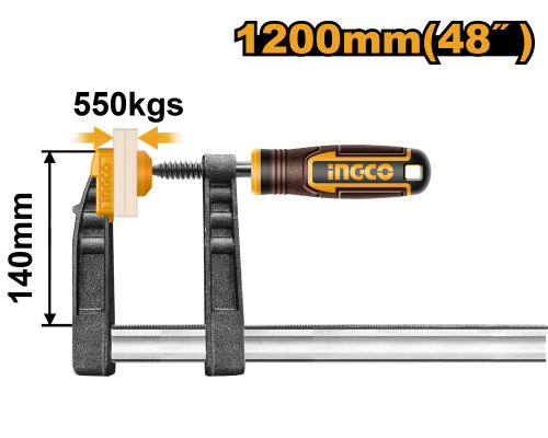 Ingco F Clamp 48" size:140x1200mm مربط نجارين 48 ب...