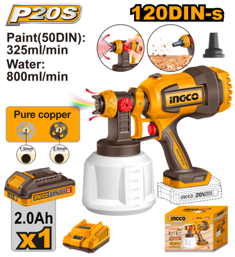 Cordless spray gun 20V 1000mL With charger & batte...