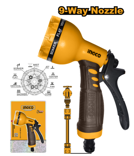 Plastic trigger nozzle 9-spray patternsمسدس رش الح...