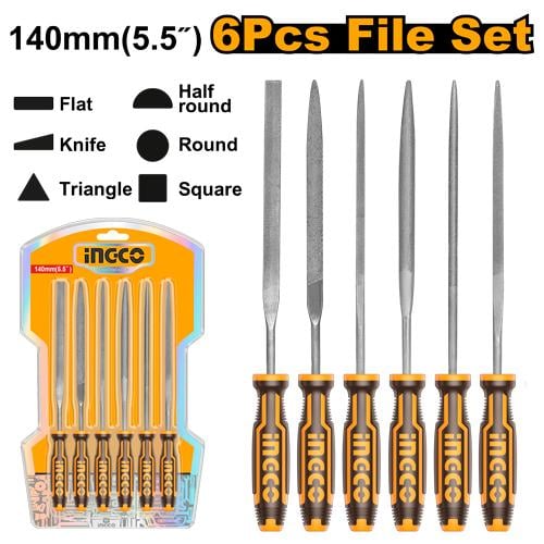 6 Pcs steel file set Size 140mm 5.5“طقم مبارد حديد...
