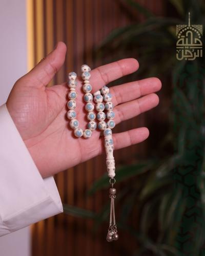 سبحة من عاج الفيل تراب الفيروز و الفضة