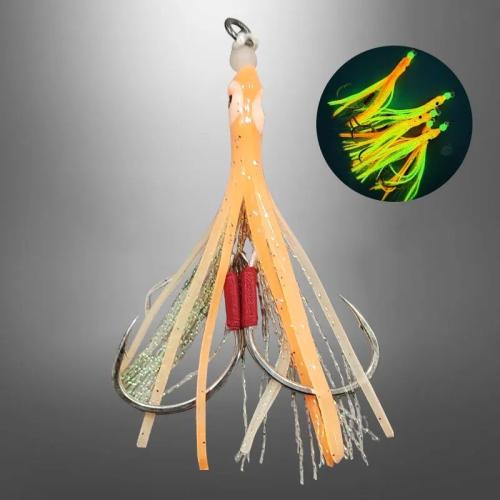 Assist Hooks With Silicone Squid Skirts Lumious Gl...