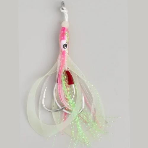 Assist Hooks With Silicone Squid Skirts Lumious Gl...
