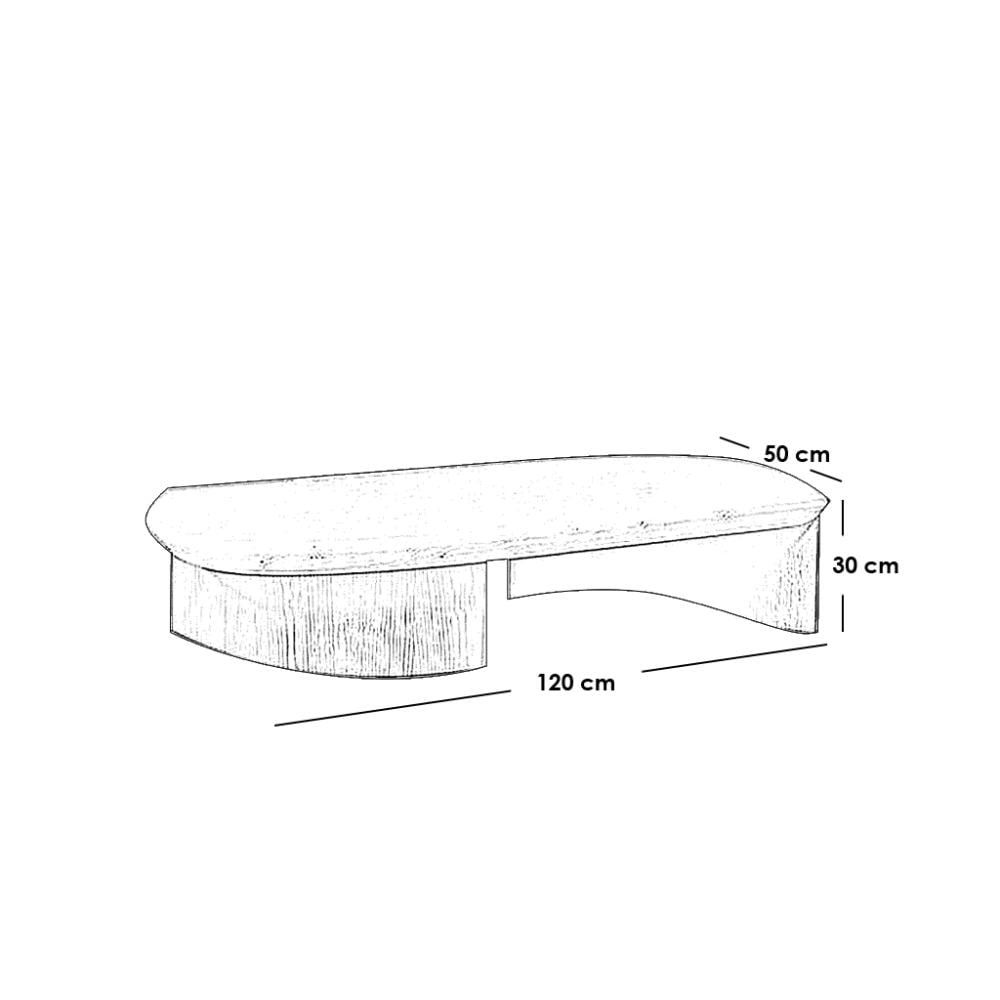 طاولة قهوة خشب سويدي بني و ابيض - 120×50×30 سم