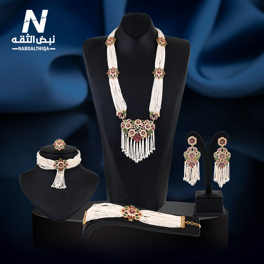 طقم لؤلؤ نسائي مطلي زركون دقة الماس