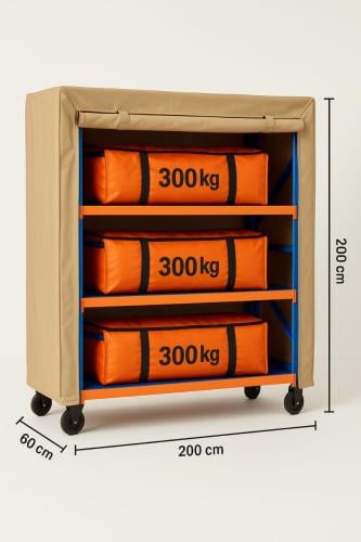 دولاب أزرق _برتقالي _ملبس مع عجلات متحرك 60×200×20...