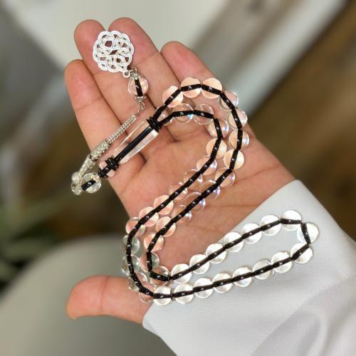 سبحة بكلايت شفاف خيط اسود