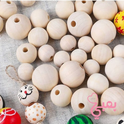 خرز حبوب خشب مقاسات مختلفة