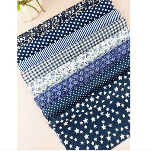 8 قطع قماش كحلي 25x25 سم