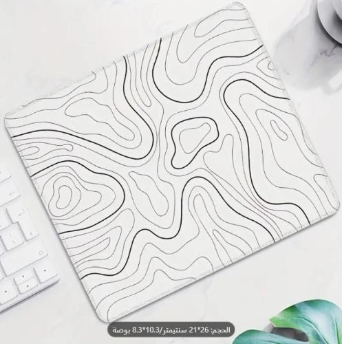 لوحة فأرة كبيرة بيضاء بتصميم خطوط التضاريس التجريد...