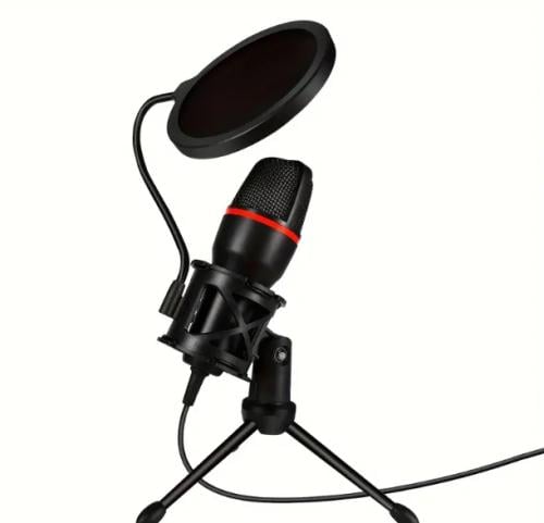 ميكروفون بودكاست بتدفق USB مع إضاءة RGB، حامل ثلاث...