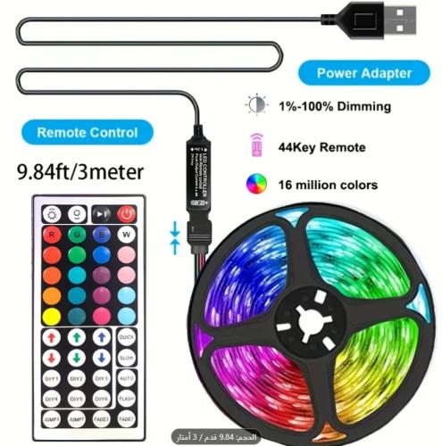 شريط إضاءة LED ذكي بتحكم لاسلكي، شريط إضاءة RGB با...
