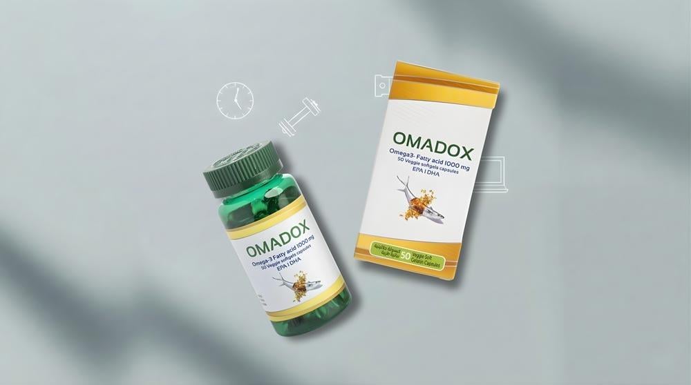 كبسولات اوميغا 3 على سطح بسيط توضح خطوة غذائية مناسبة للروتين اليومي