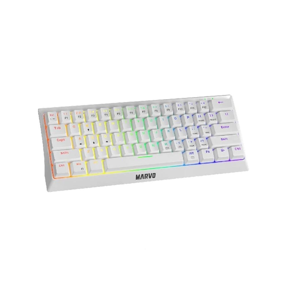 لوحة مفاتيح الألعاب مارفو KG962G الميكانيكية - 60% مضاءة RGB - أبيض