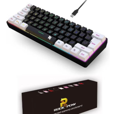 كيبورد ابيض واسود بانوار RGB