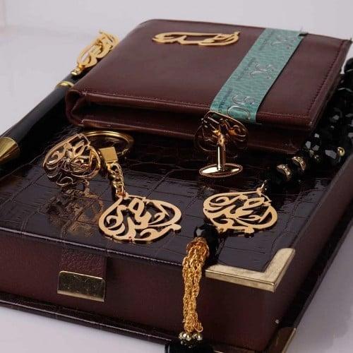 طقم رجالي 6 قطع بالاسم مطلي بالذهب اوالفضه