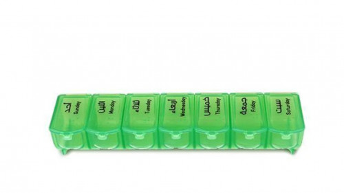 علبة لتنظيم الادوية اسبوعية اخضر 013