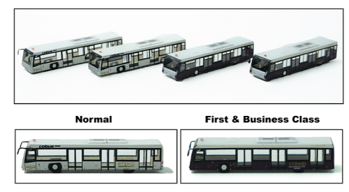 مجسم باص المطار لطيران الاتحاد مجموعة من 4 قطع مقاس 1:400