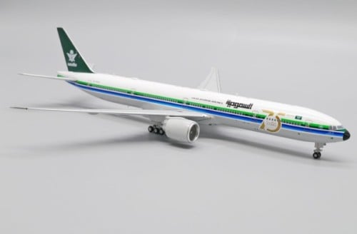 مجسم الخطوط السعودية B777-300ER نسخة 75 عام مقاس 1:400