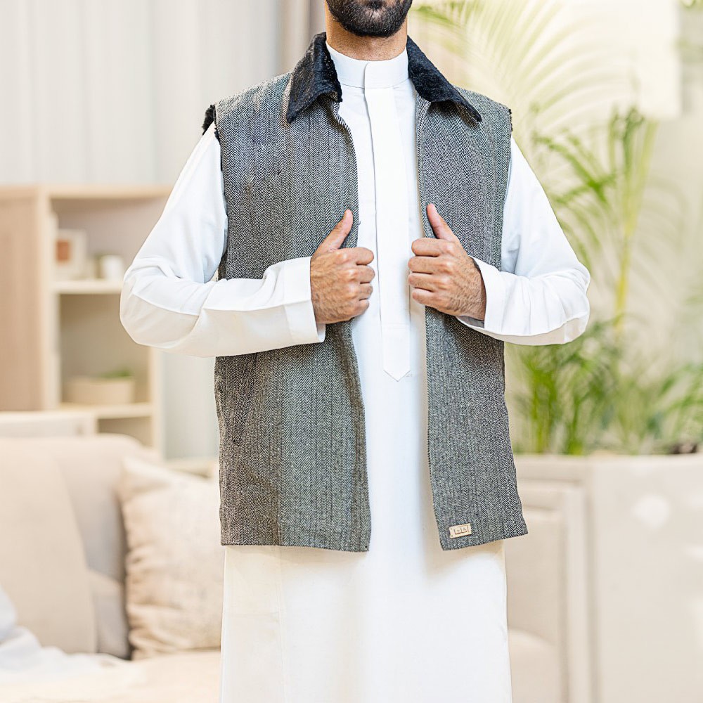 Men s white striped jacquard waistcoat H15