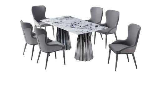 طاولة طعام رخام عصرية - 6 كراسي