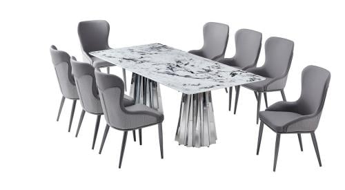 طاولة طعام رخام عصرية - 8 كراسي
