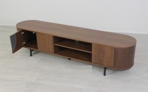 طاولة تلفزيون حديثة بتصميم مبتكر مع رفوف تخزين - خشبي