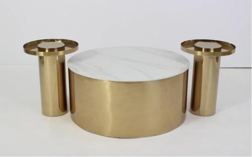 طقم طاولات 3 قطع حديد بسطح سيراميك - تصميم عصري وفاخر