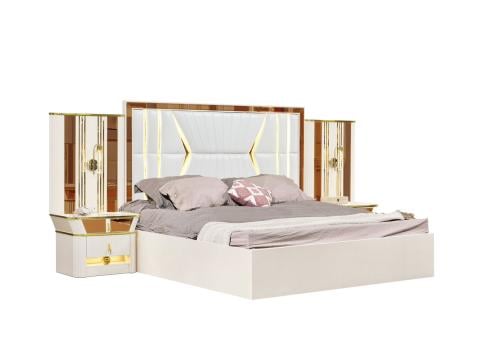 غرفة نوم مكونة من 8 قطع - بيج وذهبي