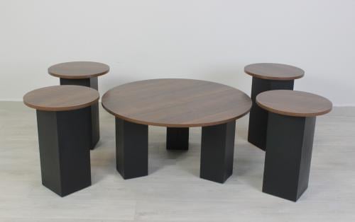 طاولات خدمة 5 قطع - اللون اسود وبني