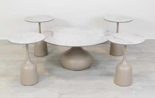 طقم طاولات خدمة سيراميك - 5 قطع - بيج