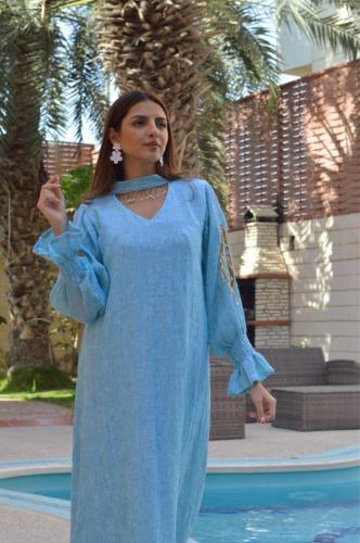 فستان باولو سماوي فساتين جيجي بوتيك