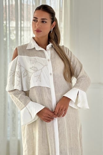 ثوب بكتف مطرز