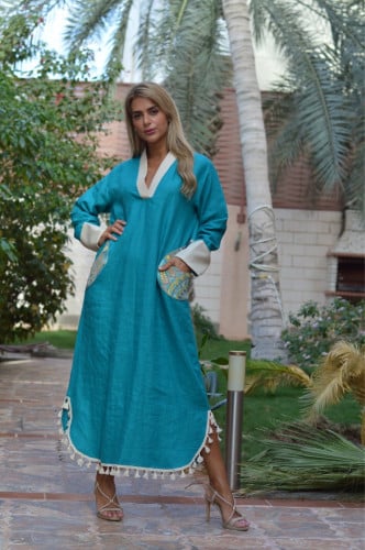 ثوب لينن تركواز