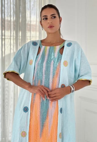 ثوب  مع جاكارد ملون