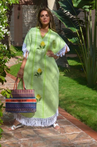 ثوب ليموني لينن