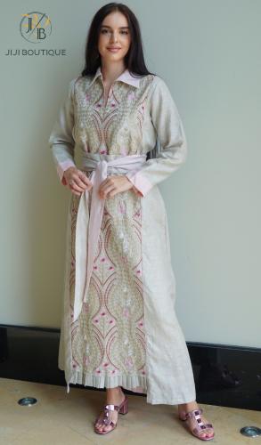 فستان  العيد مطرز بحزام