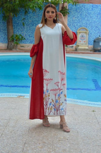 ثوب لينن مطرز