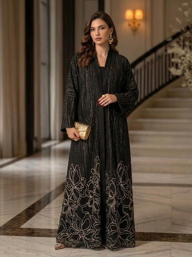 عباية دانتيل مذهب