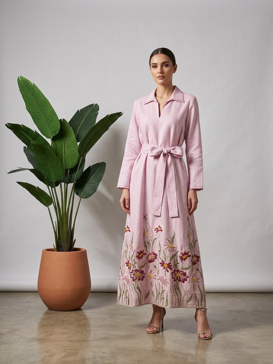 ثوب لينن مطرز