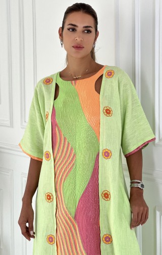 ثوب لينن مع جاكارد