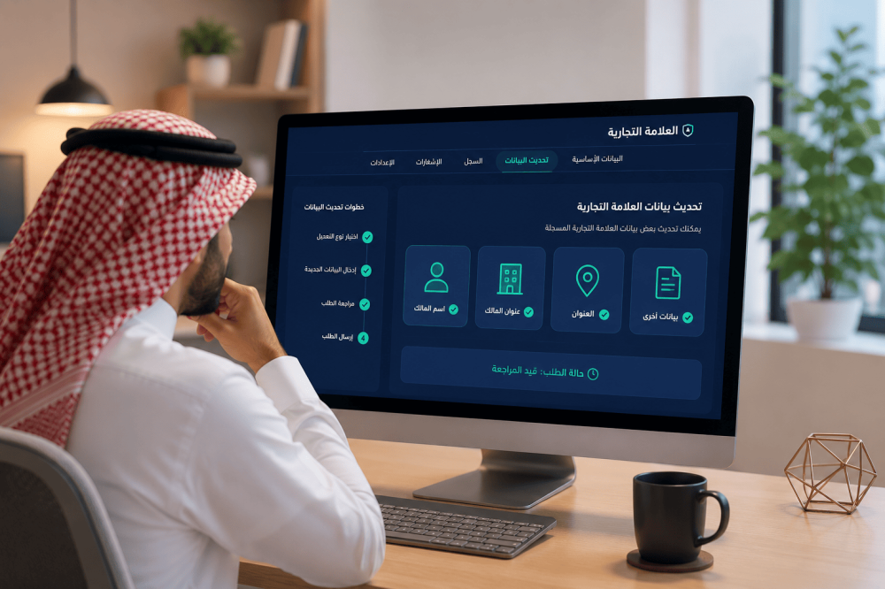 تحديث بيانات العلامة التجارية في السعودية وتعديل اسم المالك والعنوان ع