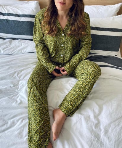 بيجاما قطن مسترد ورود صغيرة - MUSTARD FLORAL