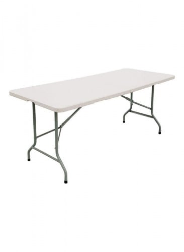 طاولة بلاستيكية فيبر قابلة للطي أبيض/رمادي 150 x 7...