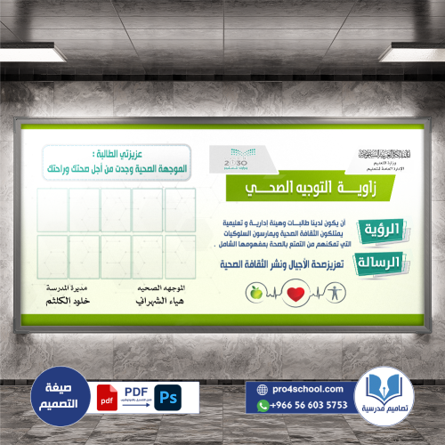 لوحة زاوية التوجيه الصحي