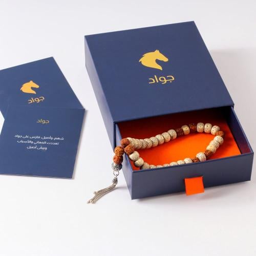 سبحة حجر القمر الطبيعي مع خشب طبيعي 8/33 ملم