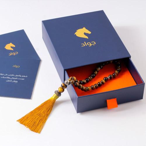 سبحة بفواصل فضة حجر عين النمر الطبيعي ذهبي 8/33 مل...